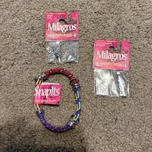 Snapits bracelet with 2 pks of Milagros charms